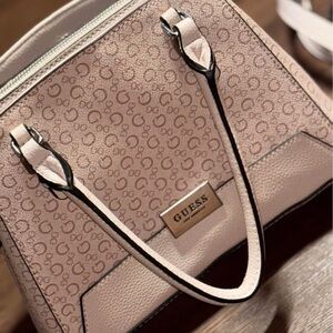 GUESS Beige Monogram Shoulder Bag